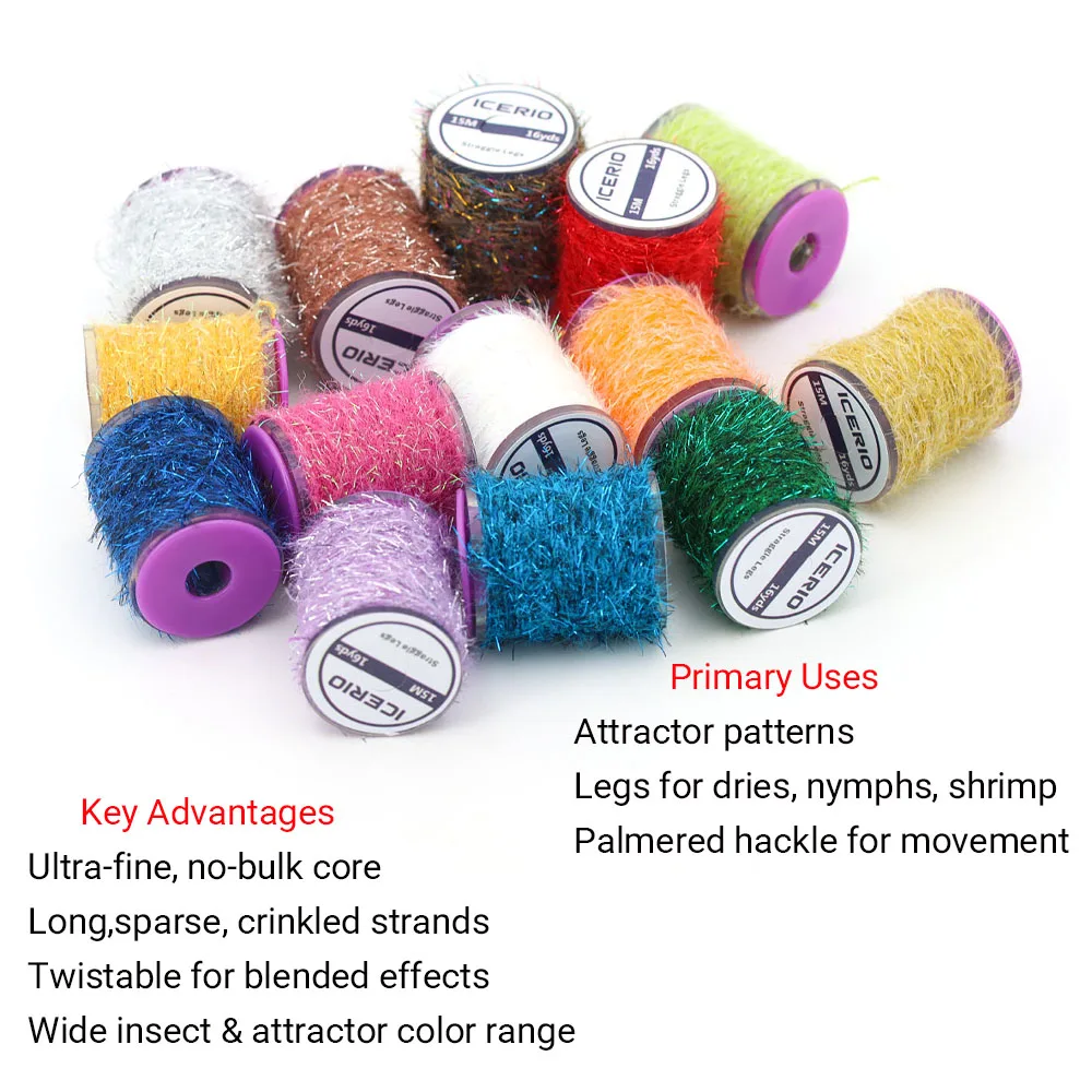 1/14Spools Erstellen Sie Bessere Beine! Straggle Legs Fliegenbinde-Material für Realistische Insekten-/Nymphen-Imitation, Ultrafeiner Kern, 14 Farben – Detail 4