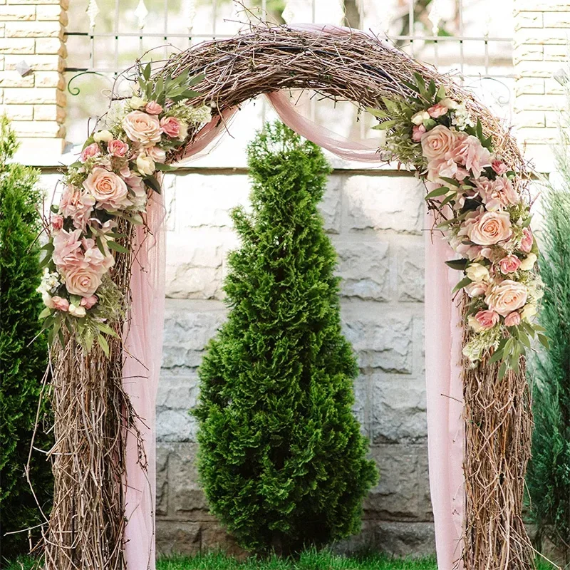 Wedding Arch Flowers Pink Rose Decorative Floral Swags Greenery Arbor Floral Arrangement or Sheer Drapes Wedding Chair Ceremony