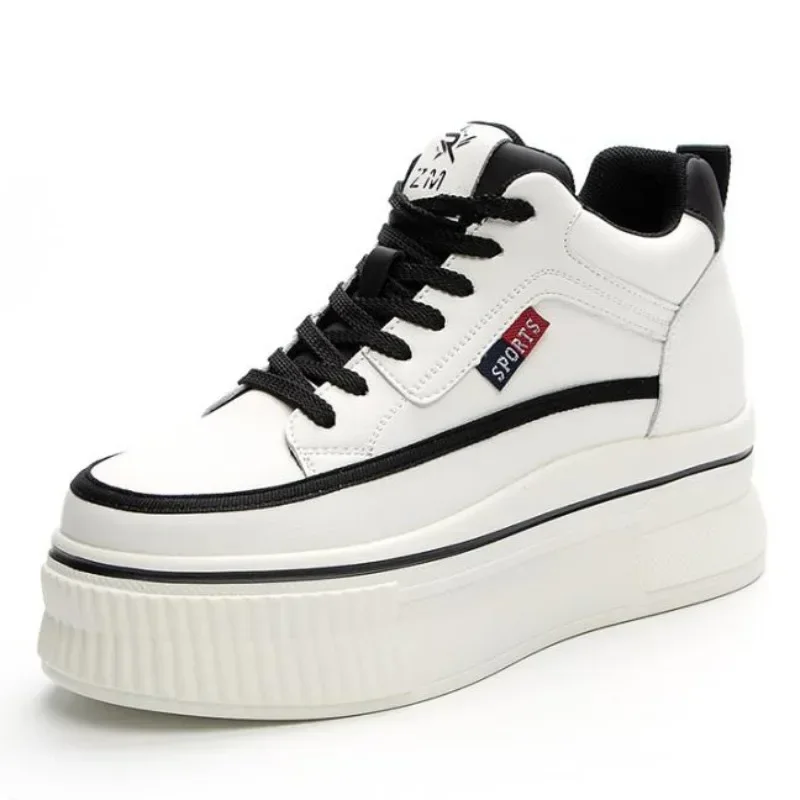 

Женские кроссовки на танкетке на платформе 8,8 см, массивная женская обувь из натуральной кожи на весну и осень, дышащая плюшевая зимняя теплая обувь, вулканизированная