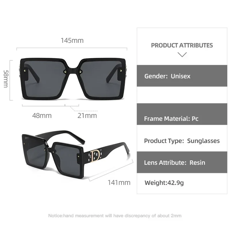 Classic Brand Designer Square Sunglasses Women 2023 New Trendy Sun Glasses Fashion Vintage Luxury Diamond Big Frame Shades UV400