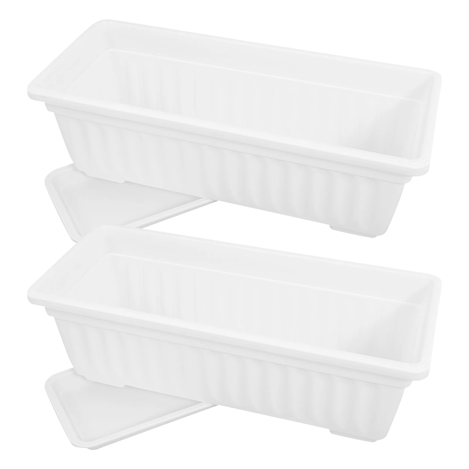 

2pcs Large Planting Pot Rectangle Planter for Outdoor Indoor Plants Flower Garden Cactus Succulents Vegetables White Reusable