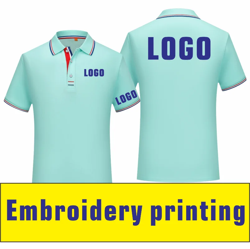 Summer Causal Polo Shirt Custom Logo Text Company Group Picture Embroidery Personal Design Breathable Men Women Short Sleeve Top