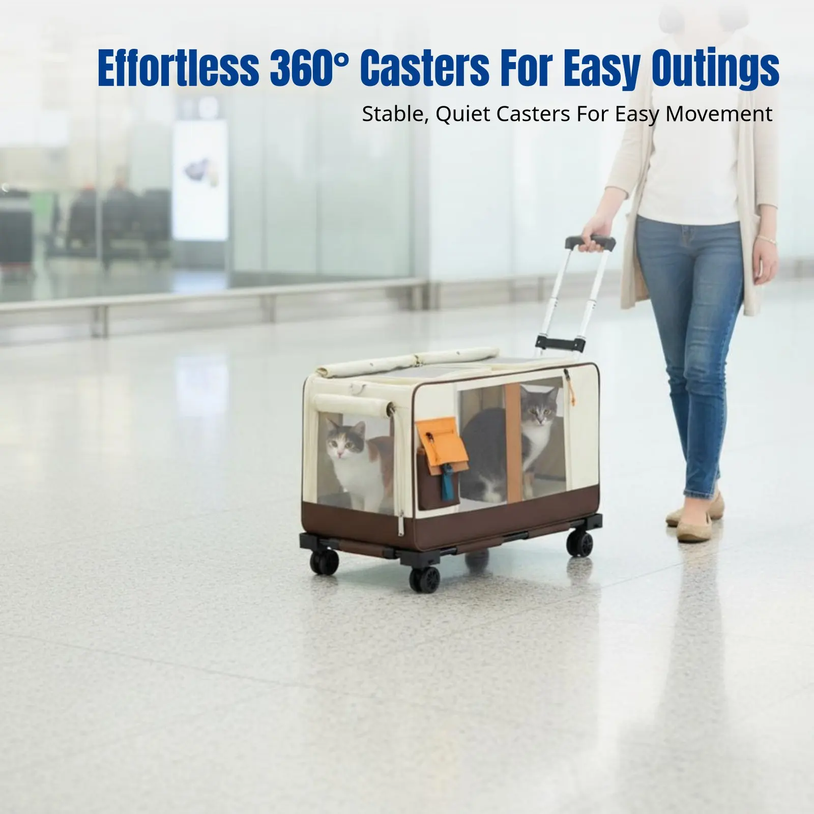 

Тележка для перевозки кошек, двойная коляска для животных, большая вместимость, складная, дышащая, портативная переноска для путешествий