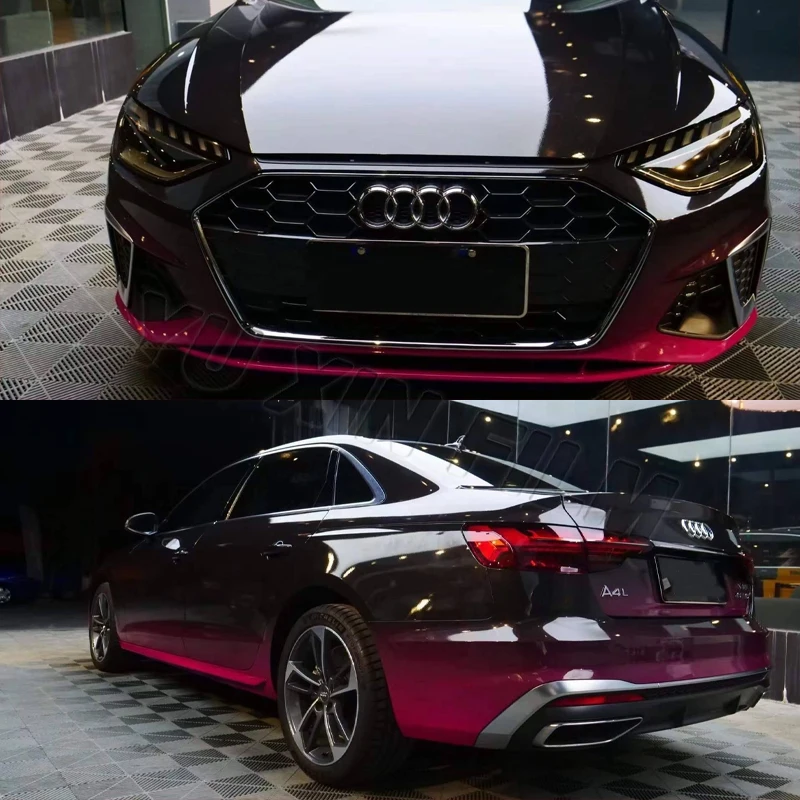 1,52*18 Meter Schwarz Rot Super Gloss Chameleon Auto Vinyl Wrap Fahrzeug Wraps