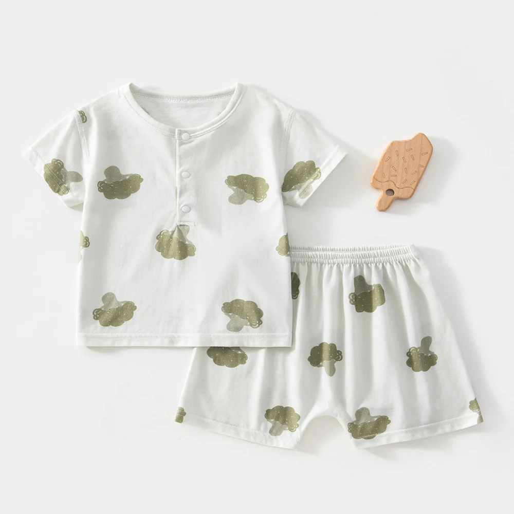 Baby Boy Boutique Outfit 100% Cotton Short Sleeve Shirts Shorts 2 Pieces Summer Lightweight Infant Girl Clothing Sets