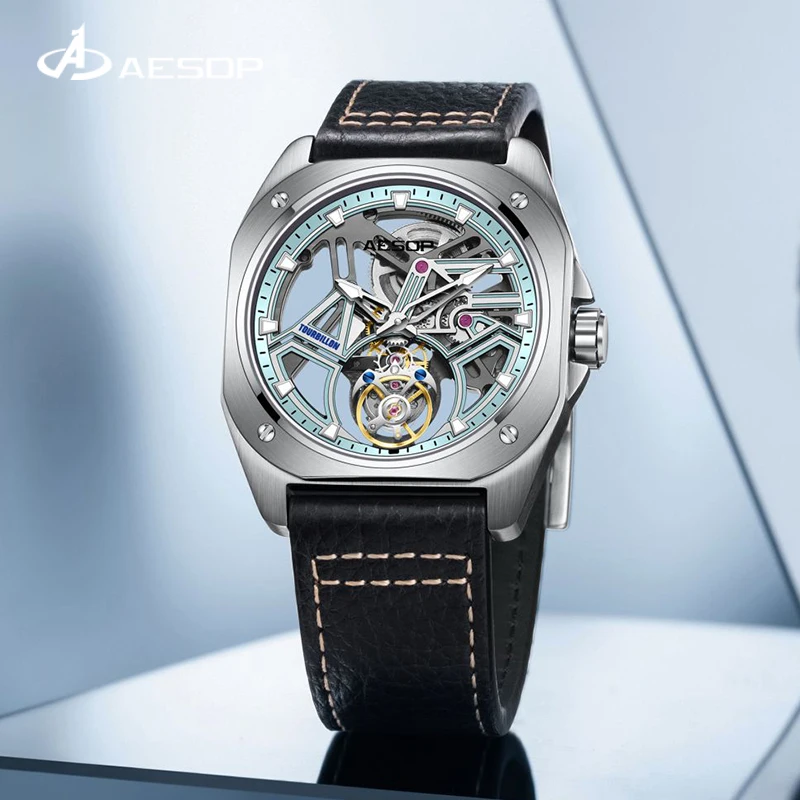 AESOP Authentic Men's Manual Tourbillon Hollow Bottom Mechanical Watch Leisure Fashion Advanced Business Watch