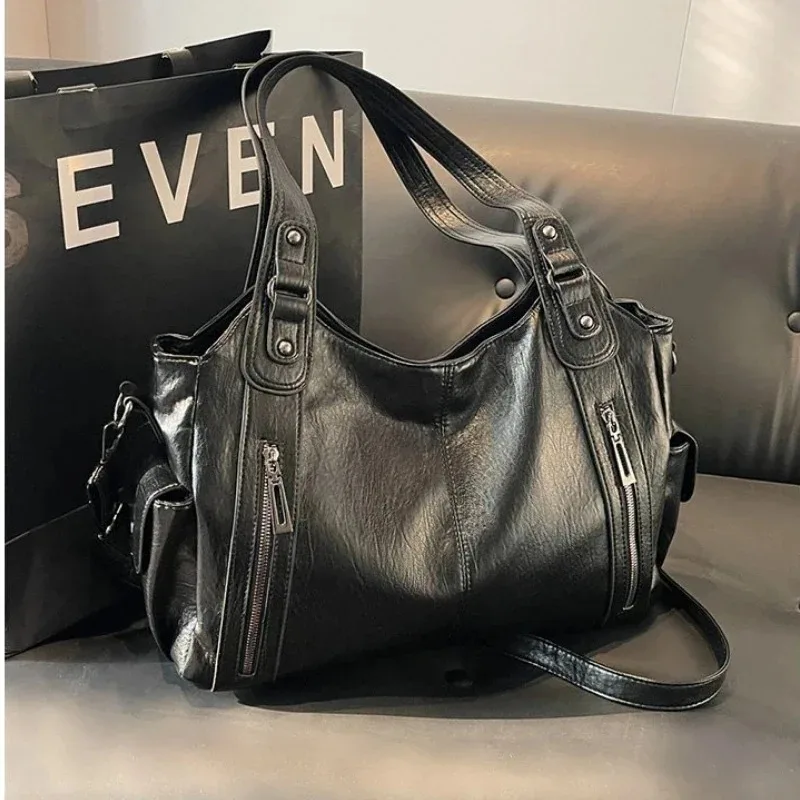 

Hot Selling Soft Inner Compartment Shoulder Bag 2025High Quality Contrasting Color Women's Bag Fashion Zipper Pu Women's Handbag