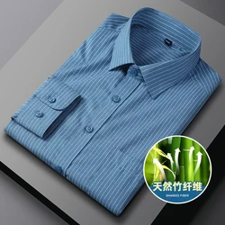 New men's bamboo fiber long sleeve non-ironing shirt business casual breathable slim social shirt four seasons universal