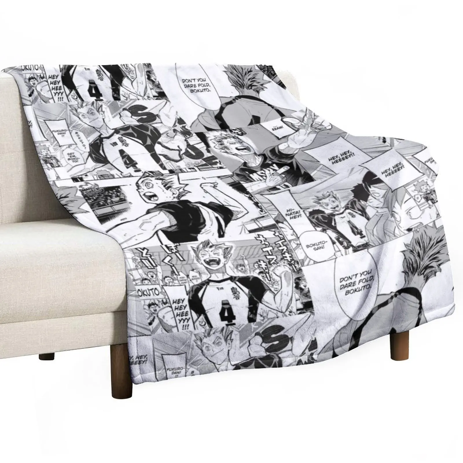 

Bokuto Manga Collage II Throw Blanket Sofas blankets and blankets wednesday