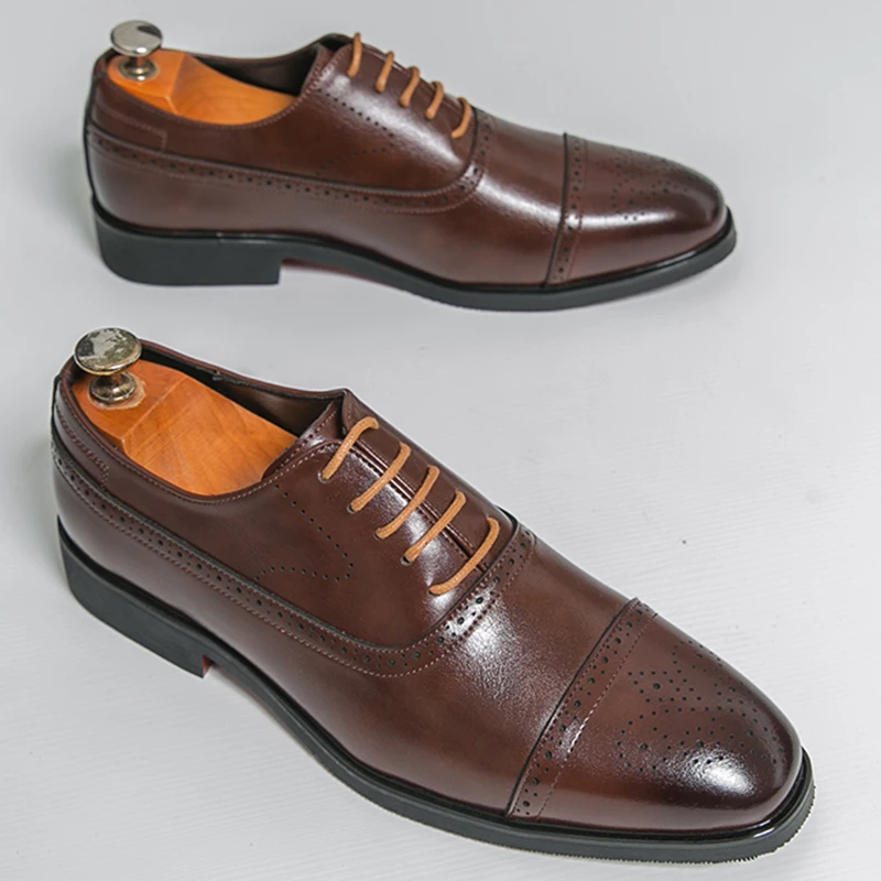 

Men's Dress Shoes High Quality Oxford Shoes For Men Classic Casual Business Leather Shoes Party Social Formal Shoes Men Brogues
