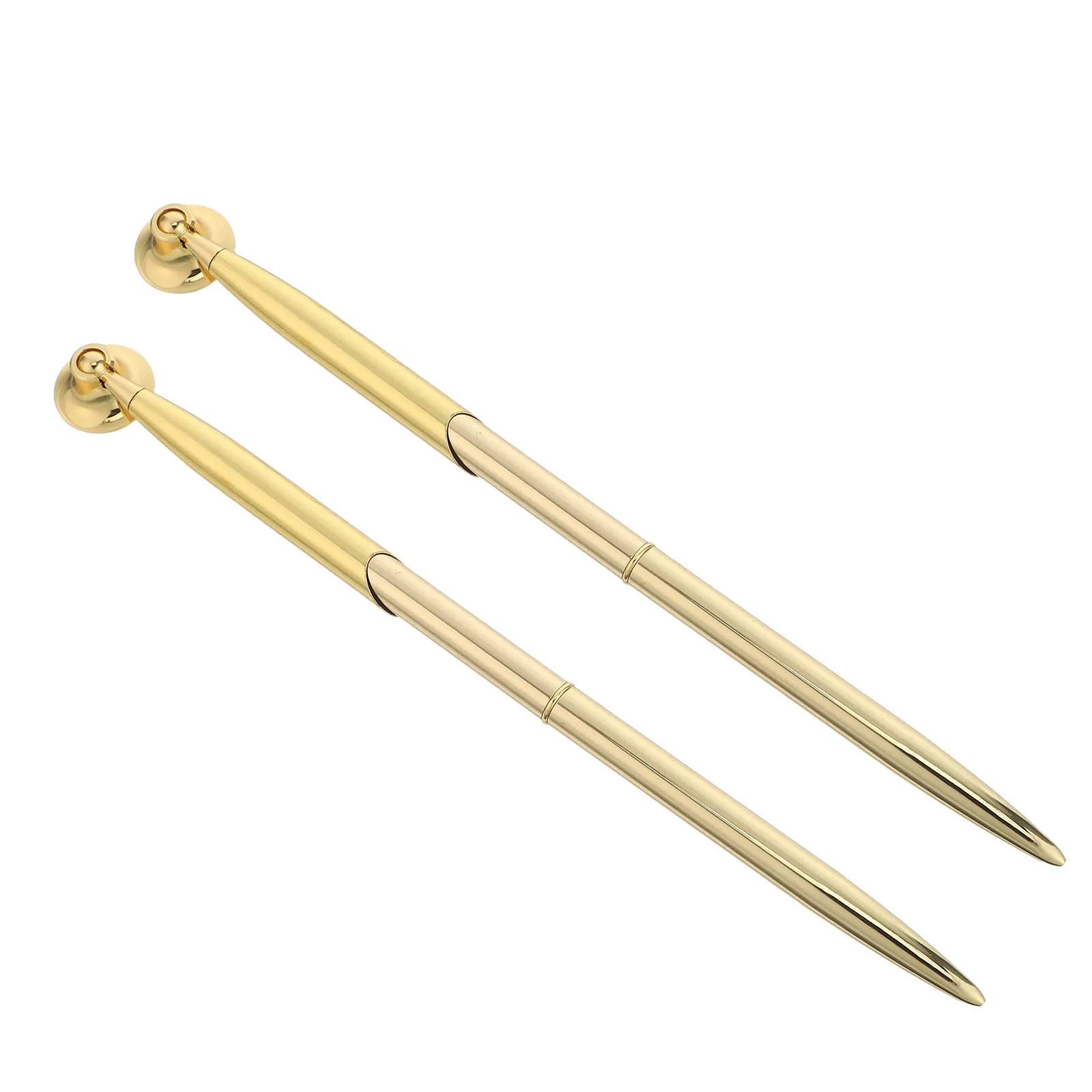 2Sets Gold Metal Ballpoint Pen Reception Desk Signing Pen with Holder Guest Book Wedding Office Business Signature