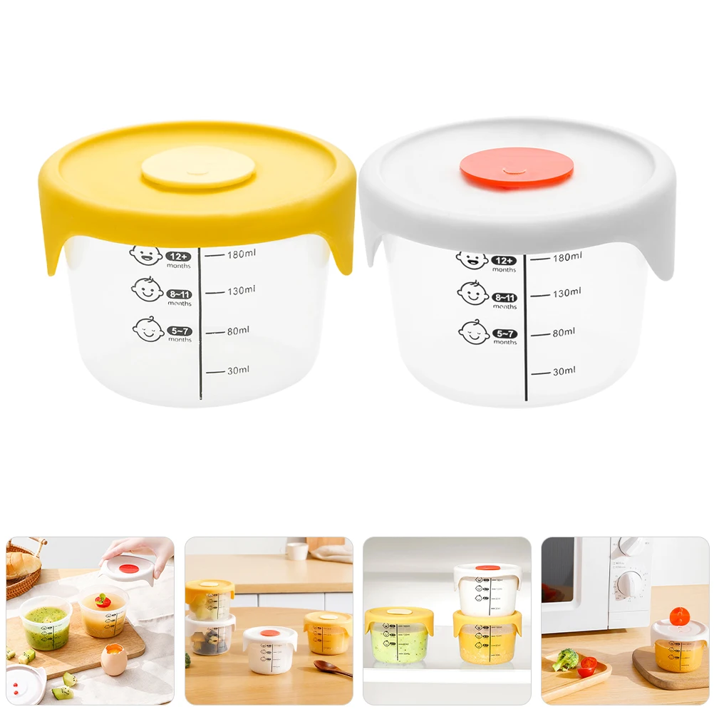 

2pcs Storage Boxes Leakproof Complementary Food Bowl Microwave Safe Freezer Food Box Clear Portable Bowls For Infant Snack