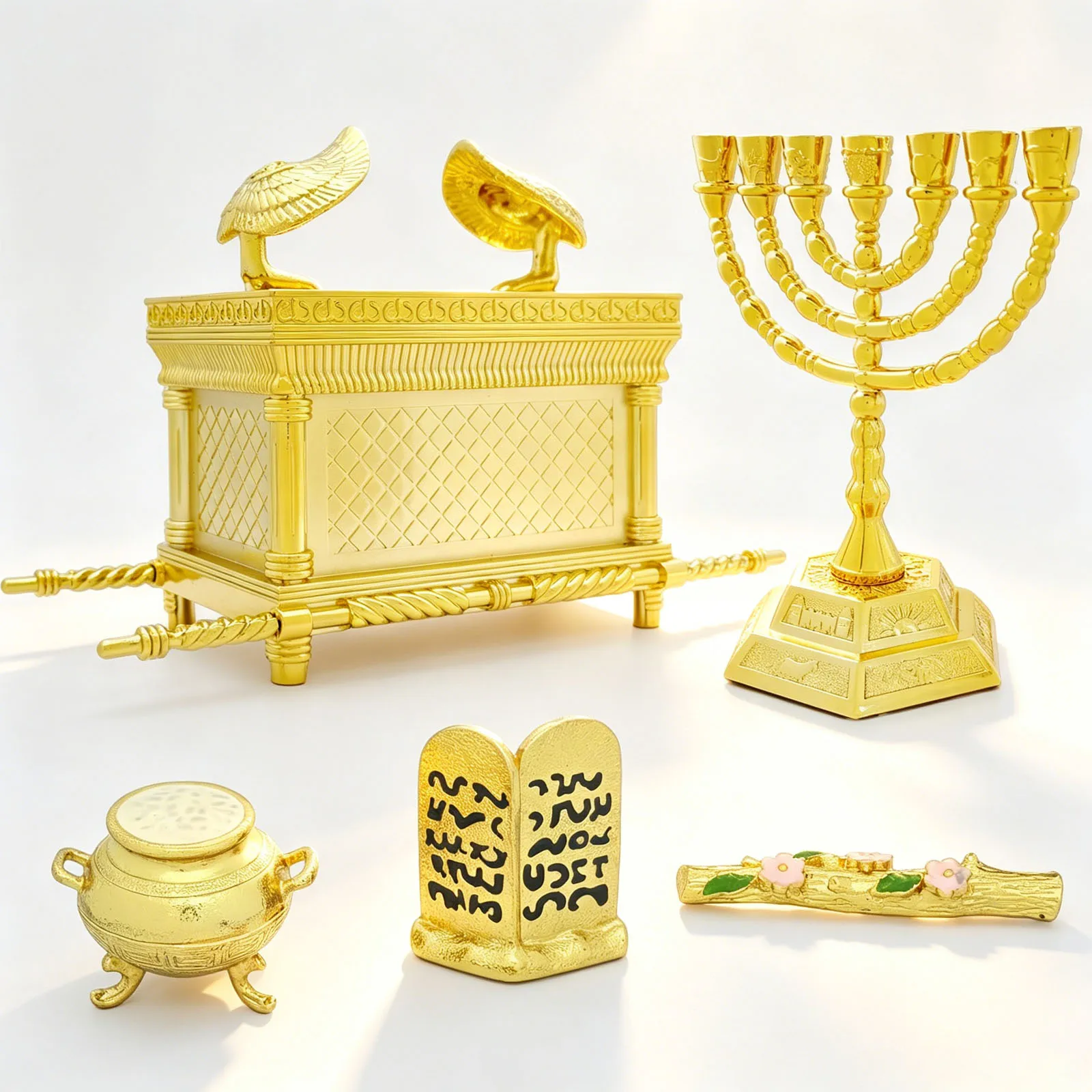 Set de Tabernáculo Bíblico, Arca de la Alianza, Menorá de 7 Ramas, Olla Dorada, Varón de Aarón, Tabletas de los Diez Mandamientos, Adorno Religioso Decorativo