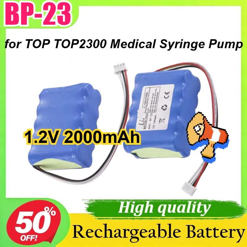 

BP-23 1.2V 2000mAh for TOP TOP2300 Medical Syringe Pump Ni-MH Rechargeable Battery Pack