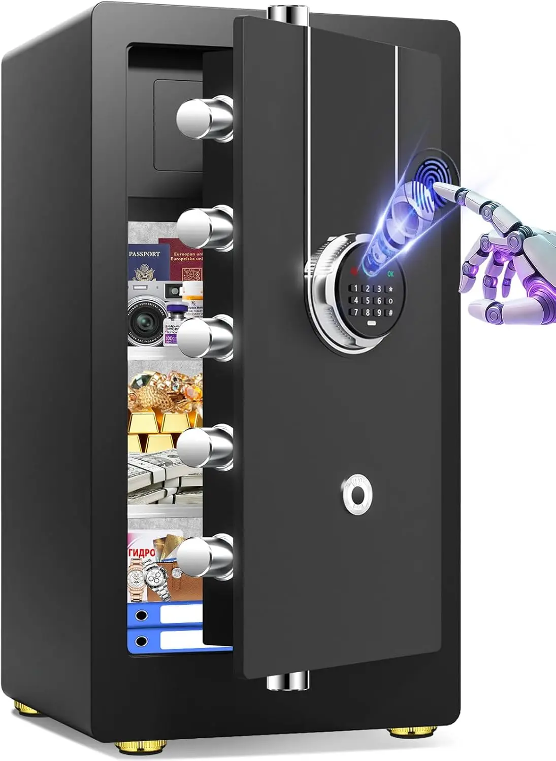 8.6 Cu Ft Fireproof Biometric Safe for Home Office, Large Heavy Duty Safe Box with Fingerprint & Keypad, Document Safe