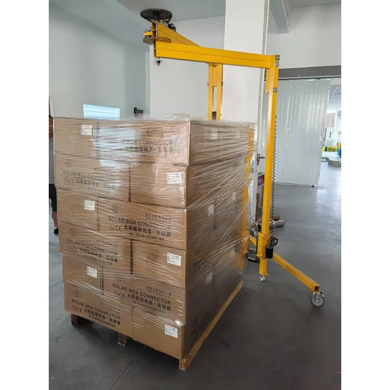 เครื่องพันฟิล์มอัตโนมัติแบบถาดสำหรับฟิล์มอุตสาหกรรม เครื่องพันฟิล์มแบบยืดล่วงหน้า พร้อมแท่นหมุนสำหรับบรรจุภัณฑ์