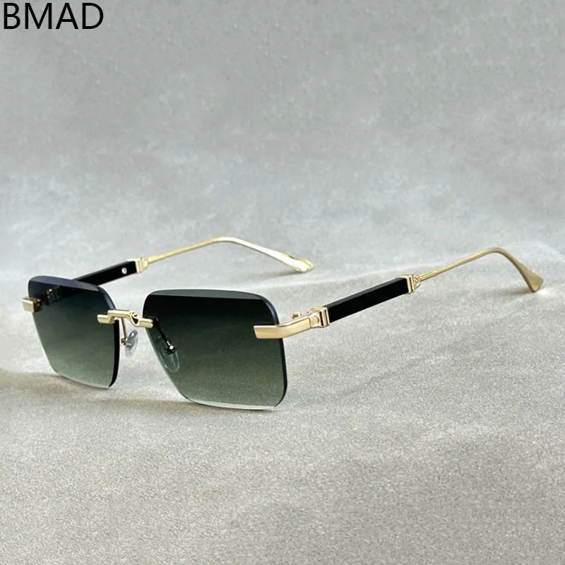 

2024 New Rimless Men Fashion Sunglasses Square Sunglasses Women Vintage Trending Glasses Oculos Dropshipping Luxury Brand Lentes