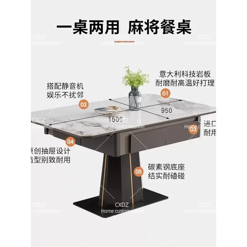 Solid Wood Rock Slab Mahjong Table Electric Automatic Silent Dual Purpose Dining Table Integrated Household Machine