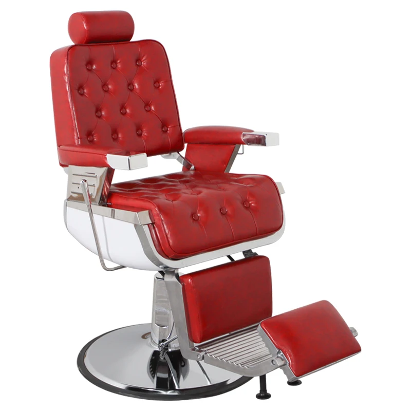 كرسي حلاق فاخر حديث ريترو قابل للطي كرسي صالون حلاقة مسند للقدمين صالون تجميل حصري أثاث صالون دي كوافير