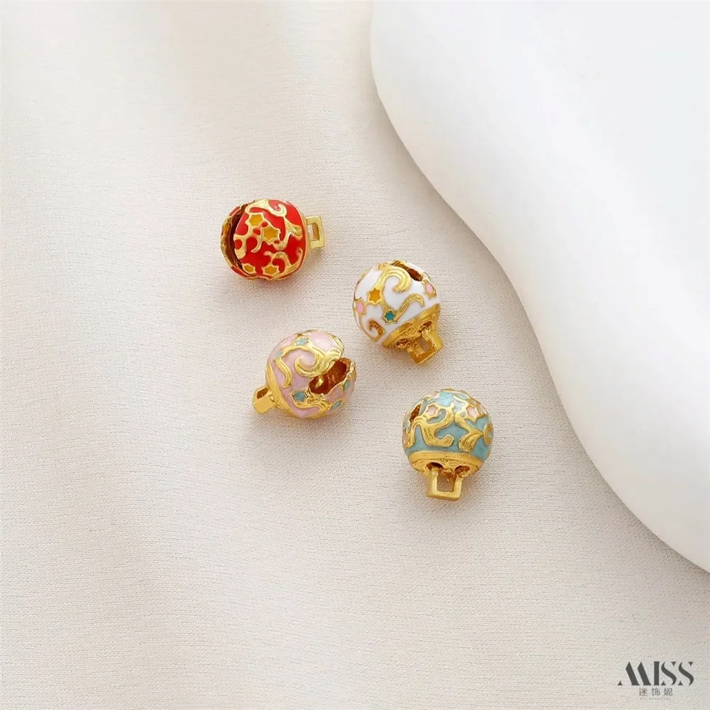 Matte Gold 18K Oil Drop Burning Blue Tiger Head Bell Pendant DIY Handmade Bracelet Necklace Pendant Hanging Jewelry Accessories