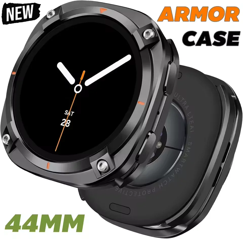 Armor Metallgehäuse für Samsung Galaxy Watch 8 44mm Schutzhülle Zubehör Harter Metallrahmen Schutzstoßfänger für Galaxy Watch 8