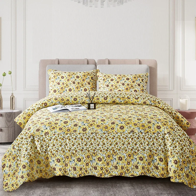 Cotton Quilt Set Queen Size 3PCS/1pc Quilted Bedspread & Blanket for Bed Solid Coverlet All Season Bed Cover Home Bedding Set