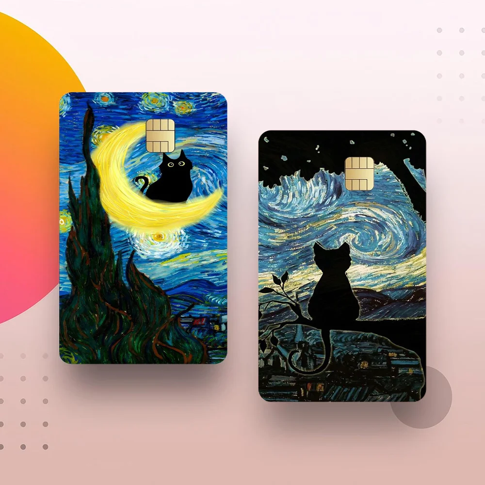 

Van Gogh Cat Matte Film Cover Skin Sticker For Credit Card Bank Debit Bus Card