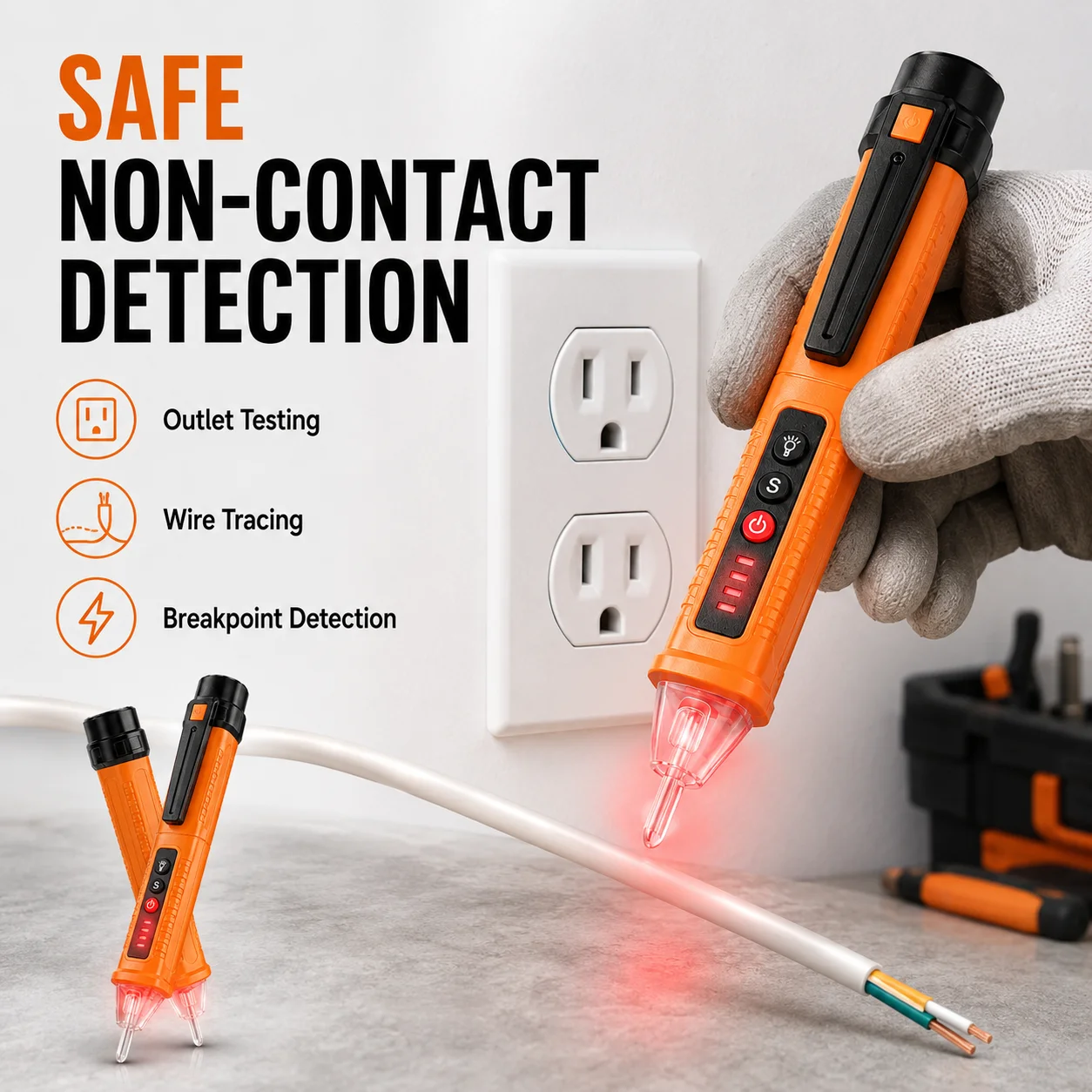 Non-Contact Voltage Detector Pen 12-1000V AC Tester, Live Wire Breakpoint Finder, Electrical Outlet Wiring Tool for Electricians