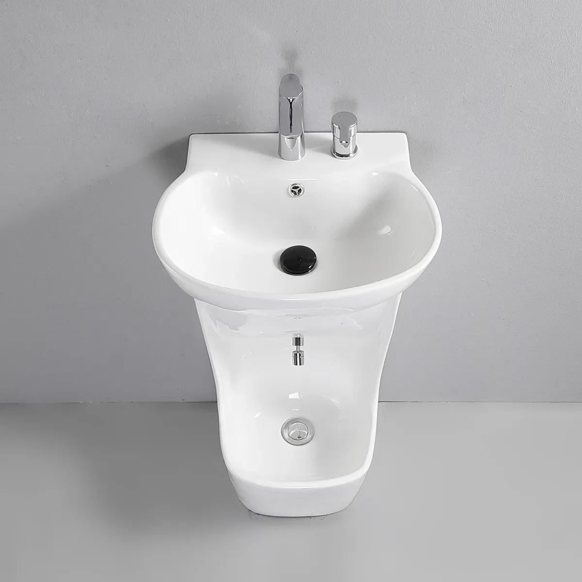 Bathroom Basins Foot Mounted Pedestal Sink White Ceramic Hand and Foot Wash Basin