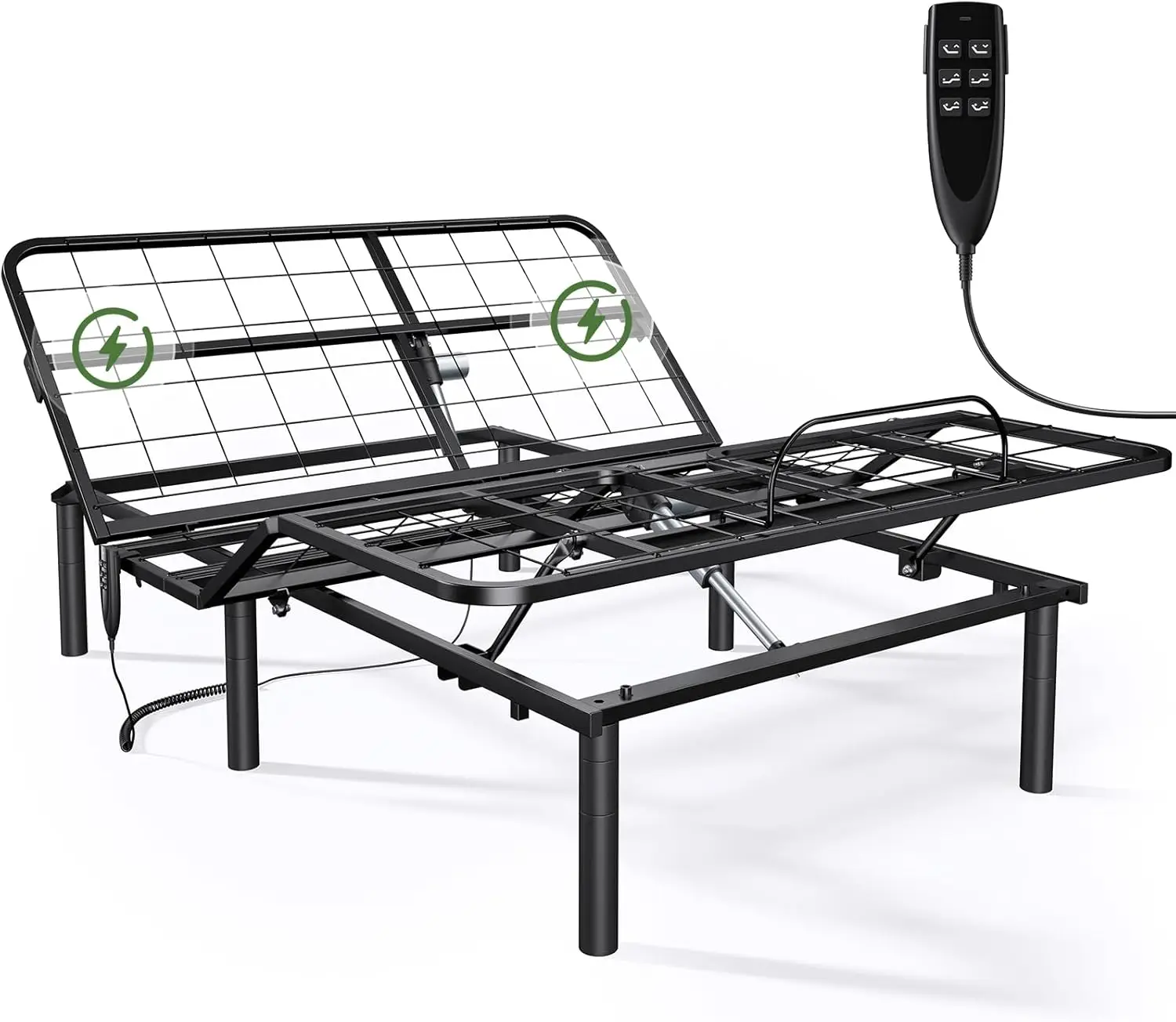 Marsail Twin Xl Adjustable Bed Base Frame With 4 Height Options, Independent Head And Foot Incline, 4 Usb Ports And 5 Min