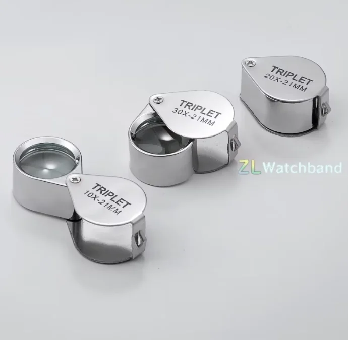 Foldable 10-30X Pocket Loupe Magnifier Diamond Triplet Jewelers Eye Glass Tool Jewelry Reading Magnifying Glass for Detailed Ins