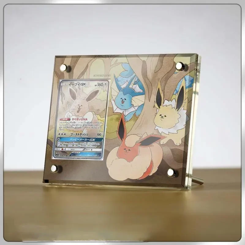 Self Made Pokemon Eevee Acrylic Brick Shield Photo Display Box Anime Game Characters Classic Series Collection Card Child Gifts