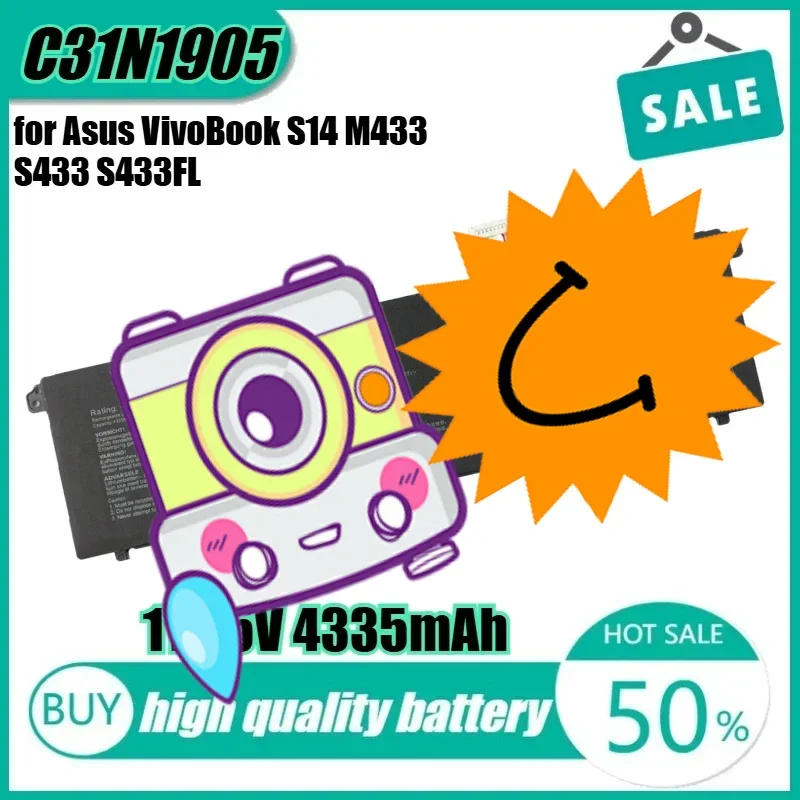 

11.55V 50Wh 4335mAh C31N1905 Laptop Battery for Asus VivoBook S14 M433 S433 S433FL S15 S533 S533EQ 3ICP5/70/82
