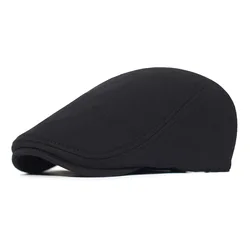 Algodão masculino de cor sólida Top macio Gorro casual, Boné literário, boné pico, chapéu de motorista, moda retrô, presente, 2024