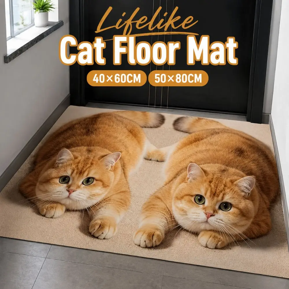 40×60CM 50×80CM Lifelike Cat Floor Mat Diatomaceous Earth Water-absorbing Bathroom Carpet Washable Non-slip Bedroom Door Rug