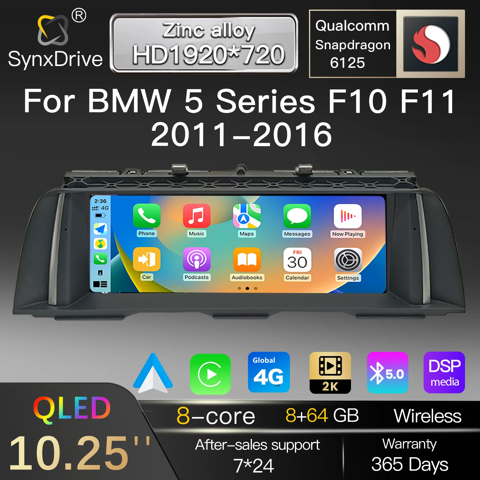 10.25“Qualcomm 665 Android 14 Car Screen for BMW Serie 7 Series F01 F02 2009-2015 CIC NBT Multimedia Link Radio GPS Navigation