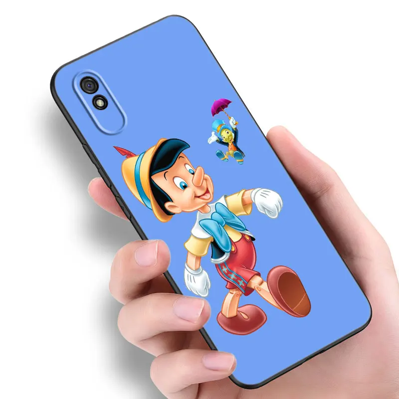 Funny Anime Pinocchio Phone Case For Xiaomi Redmi Note  5 6 7 K40 K60 Pro 7A 8A 9A 9C 9i 9T 10A 10C 12C A1 A2 Plus Black Cover