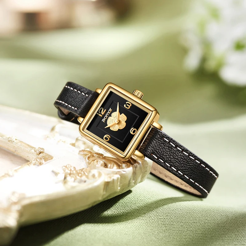 Pomar popular camellia gold belt watch, elegant and fashionable women's watch