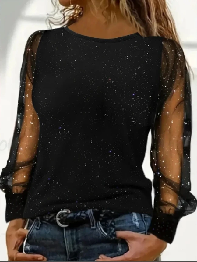 

Top long sleeved round neck loose T-shirt