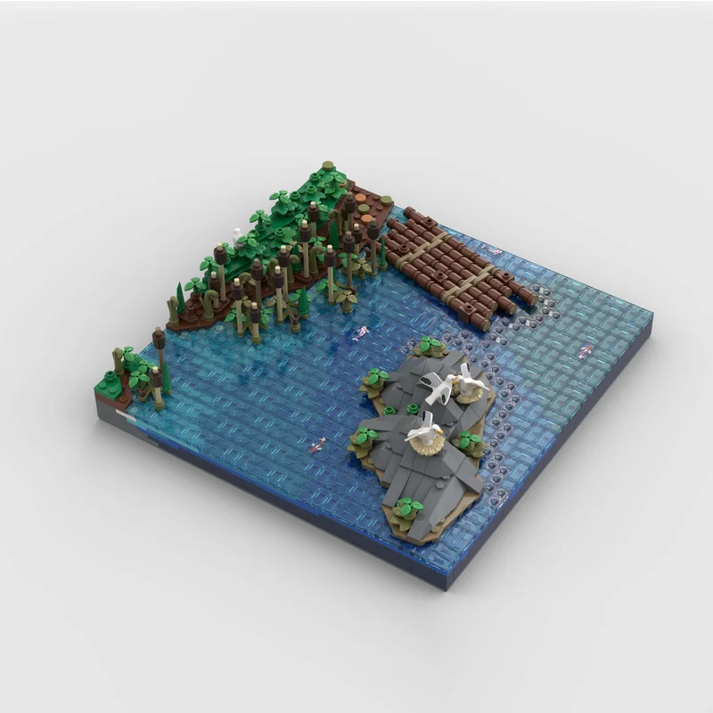 Moc Baustein Modular A13 Castle-Rivers Rocks Floß Landschaft ExpansaionTechnology Block Weihnachten DIY Spielzeug Bau Geschenk