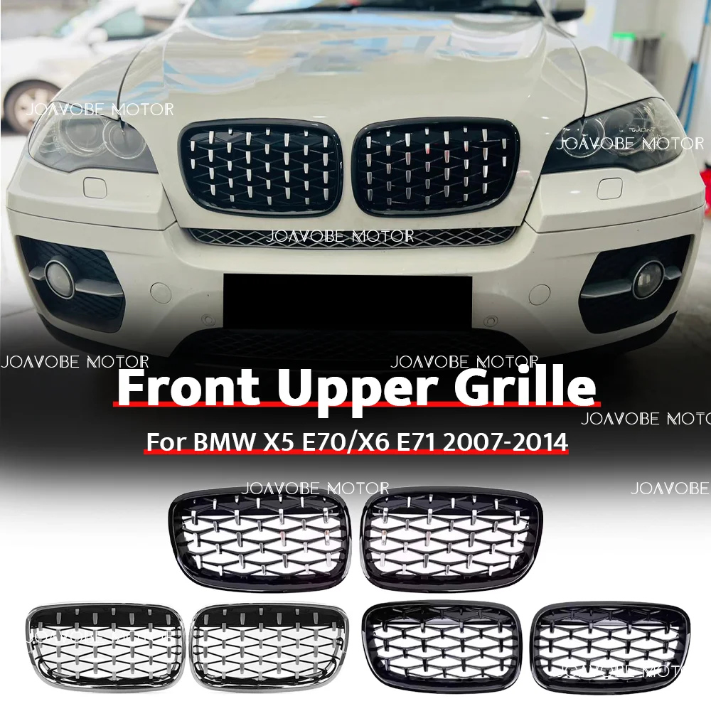 

Chrome Black Chrome Silver Glossy Black Diamond Style Front Bumper Grille For BMW X5 X6 2008-2014