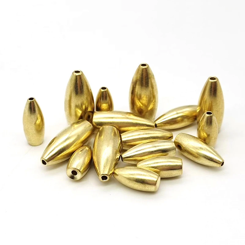 10pcs Lure Copper Fishing Sinker 3.5/5/7/10/14g Waist Drum Copper Bullet Weight Fall Drop Fishing Gear Accessories