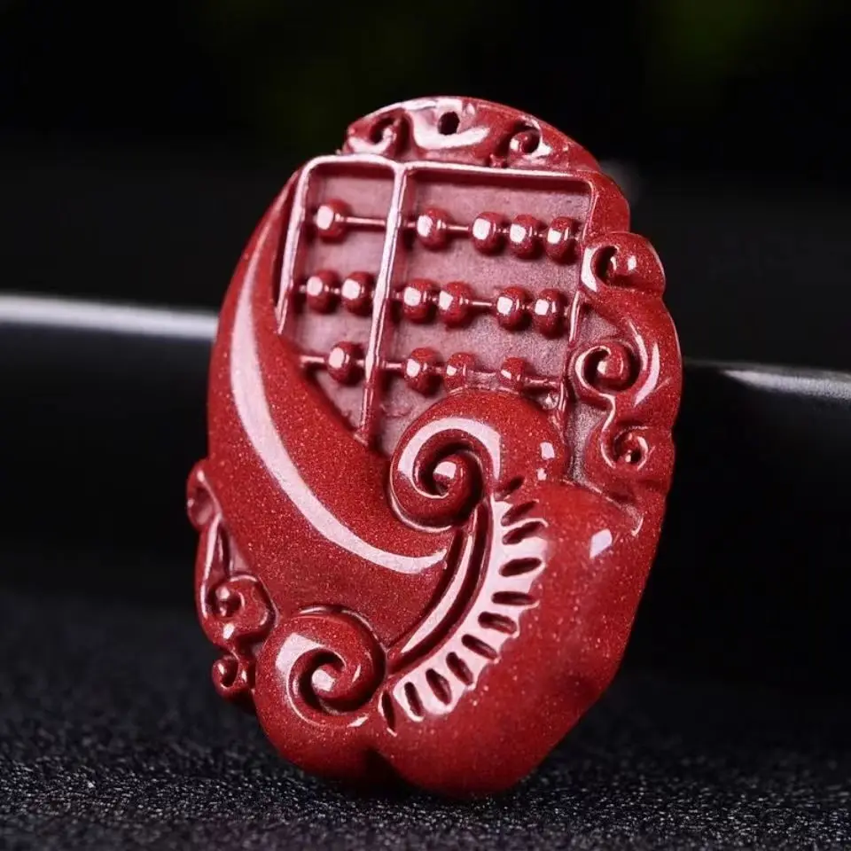 Zijin cinnabar wishful abacus necklace pendant, men's and women's raw ore emperor sand retro cultural and play pendant