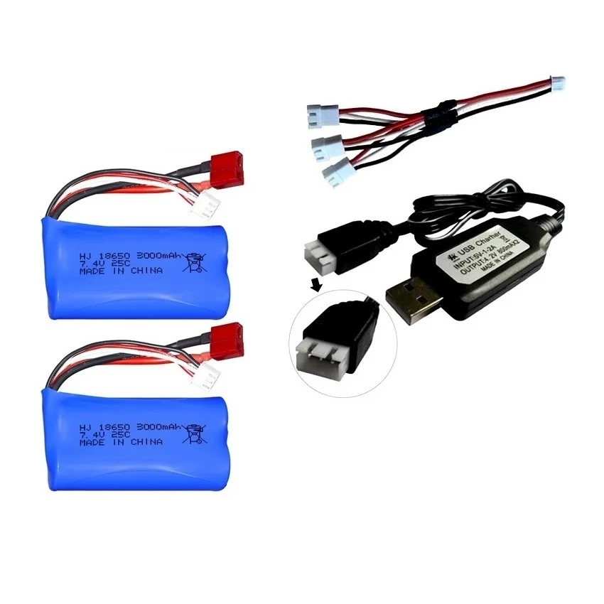 7.4V 3000mAh 18650 Li-ion Batterij voor Wltoys 10428 12428 12423 RC Auto Onderdelen 2S 7.4V Batterij Voor Wltoys 144001 124017 124019