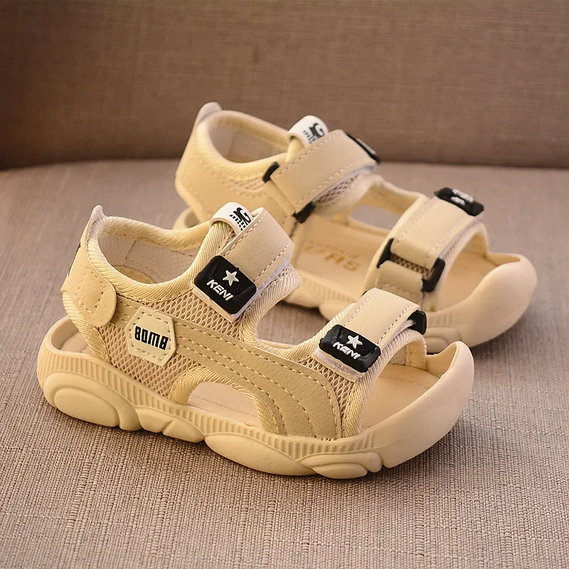 Letnie buty dziecięce dla chłopców 2026, miękkie podeszwy, buty plażowe, chłopięce sandały Baotou z ochroną przed kopaniem, sandały letnie Princepard.
