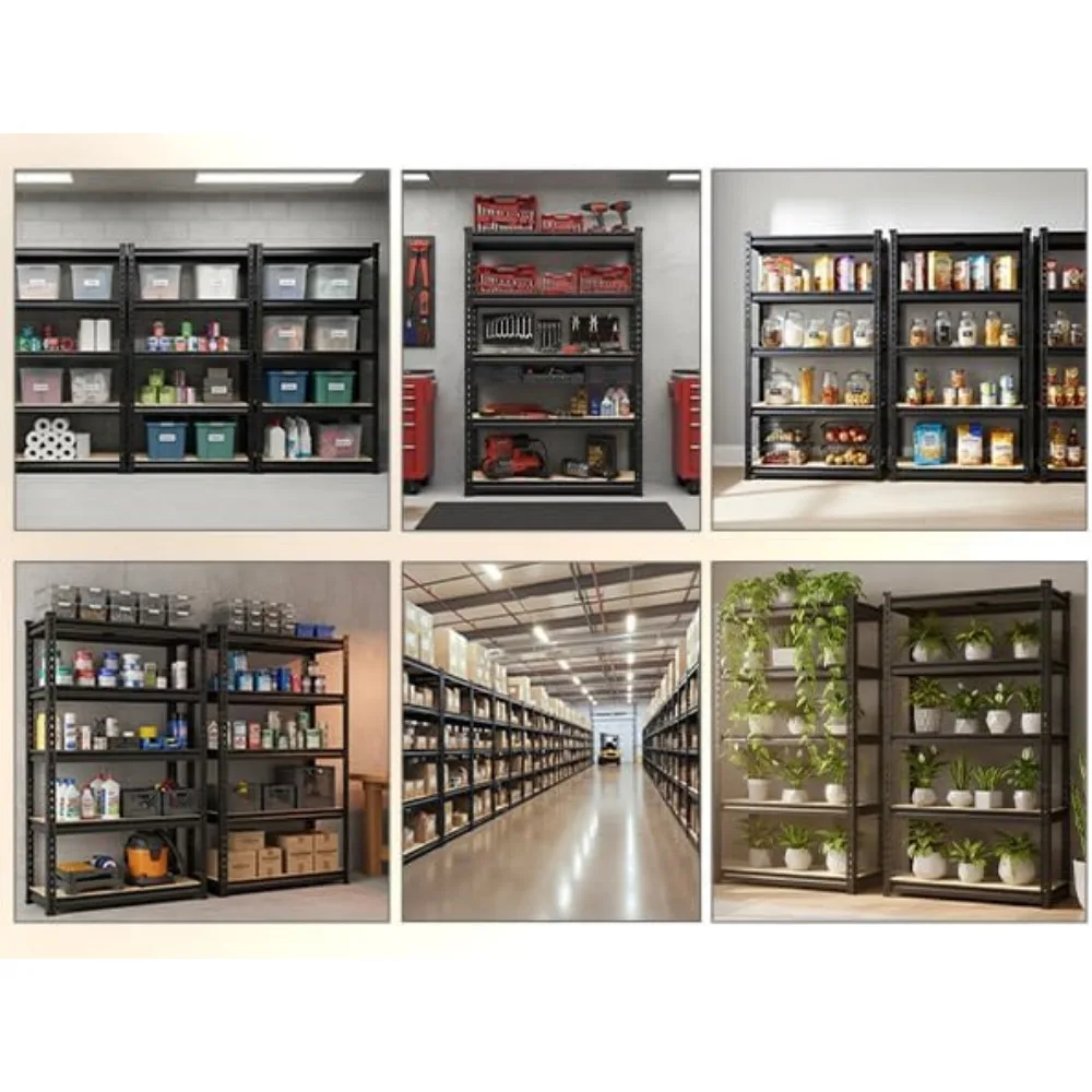 عبوة من أرفف معدنية شديدة التحمل مكونة من 5 طبقات، وحدة تخزين قابلة للتعديل لمستودع المطبخ في المرآب، سعة 2000 رطل #6