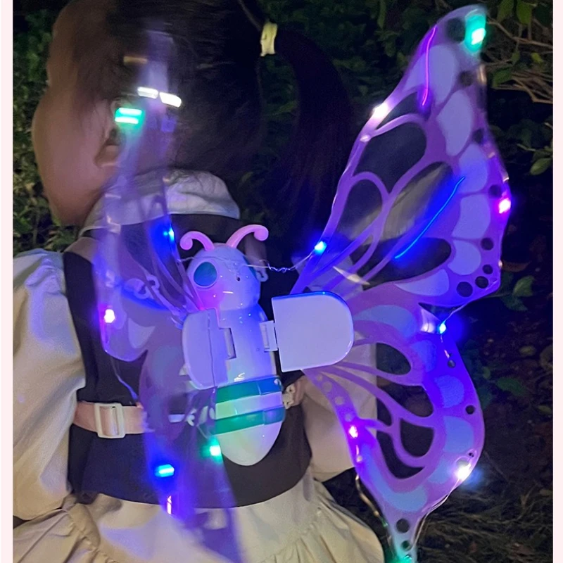 Electric Butterfly Wings Moving Elf Wing with Light Fairy Wings for Kids Birthday Christmas Cosplay Dress Up Angel Girls Toy