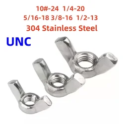UNC 10#-24 1/4-20 5/16-18 3/8-16 1/2-13 Butterfly Wing Nuts 304 Stainless Steel Wing Nut Manual Fastening Nut