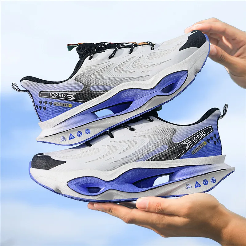 Herren-Laufschuhe mit durchbrochener Sohle, atmungsaktive Sportschuhe aus Mesh für den Sommer, hochelastische, stoßdämpfende Herrenschuhe mit dicker Sohle, die die Körpergröße erhöhen, leichte, rutschfeste und abriebfeste Herren-Laufschuhe für Outdoor-Aktivitäten, Fitness und den täglichen Gebrauch. – Detail 4