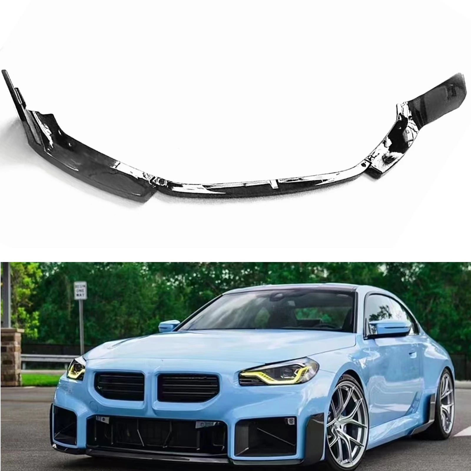 

Front Bumper Spoiler Lip For BMW M2 G87 2023-2025 Glossy Black Car Lower Splitter Blade Protector Plate